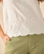 Camisa con detalles bordados a tono para mujer - Blanco