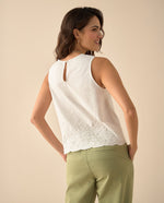 Camisa con detalles bordados a tono para mujer - Blanco