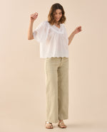 Camisa de escote en V para mujer - Blanco