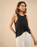 Camisa manga sisa para mujer - Negro