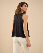 Camisa manga sisa para mujer - Negro