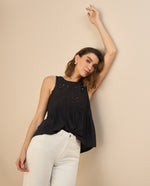Camisa manga sisa para mujer - Negro