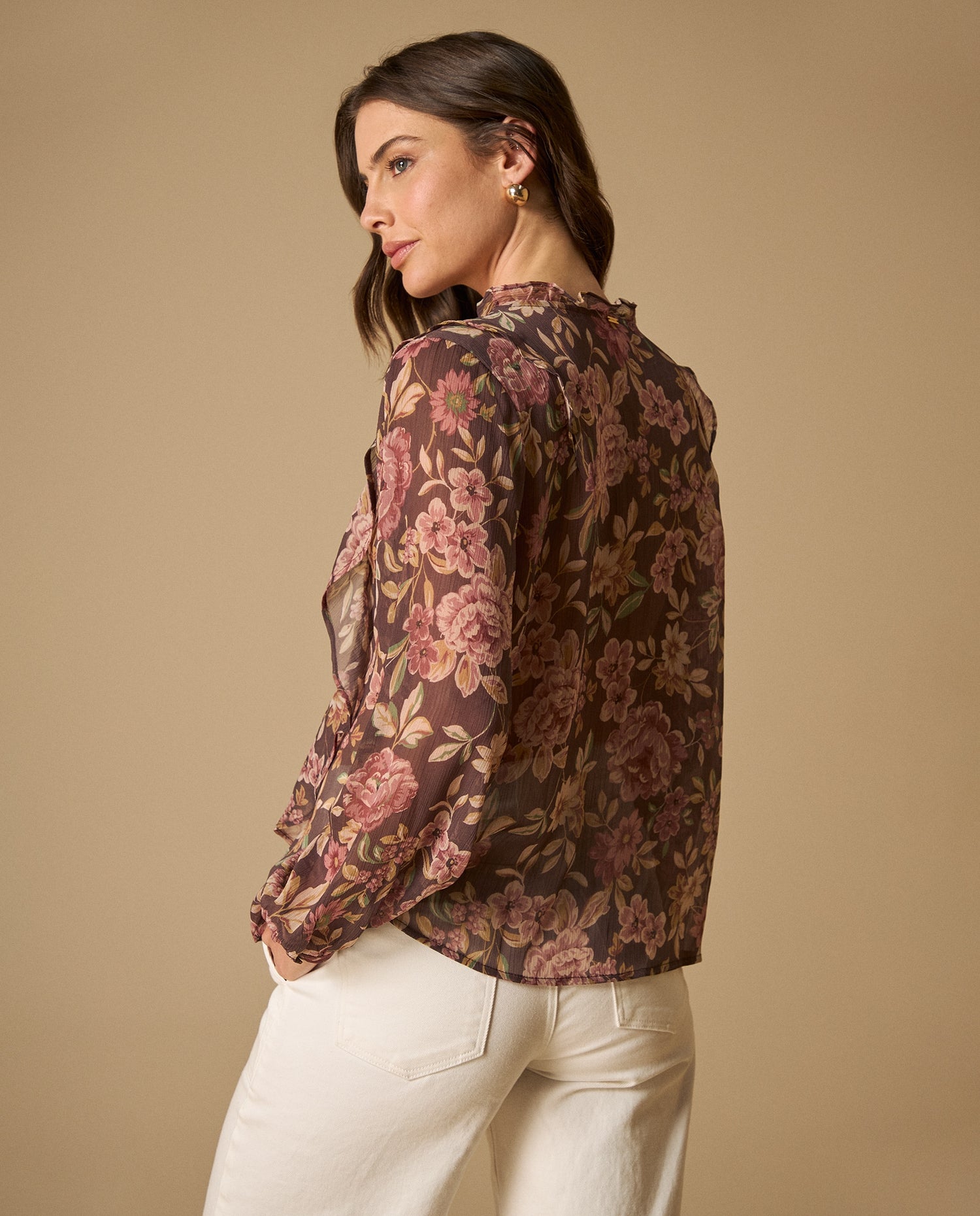 Camisa manga larga cuello en V - Morado
