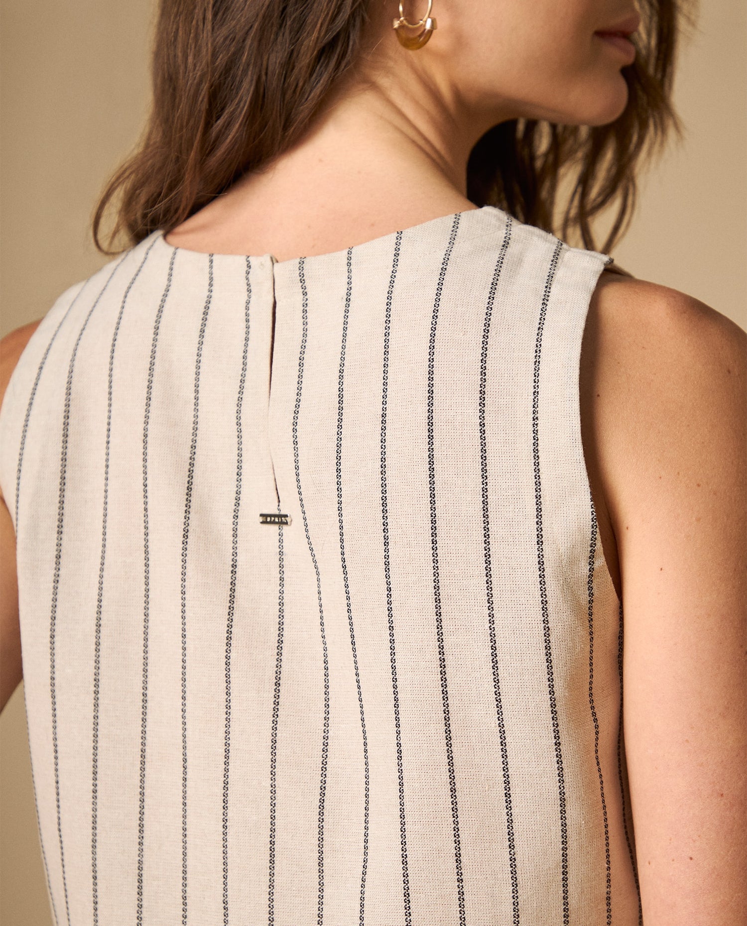 Camisa manga sisa cuello redondo mezcla lino - Crudo
