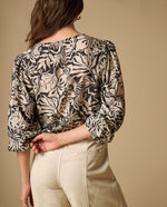 Camisa manga sisa cuello redondo caída fluida - Crudo