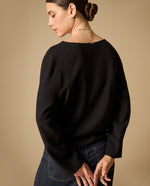Camisa manga corta cuello en V silueta amplia - Negro