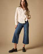 Camisa bordada cuello camisero manga 3/4 - Crudo