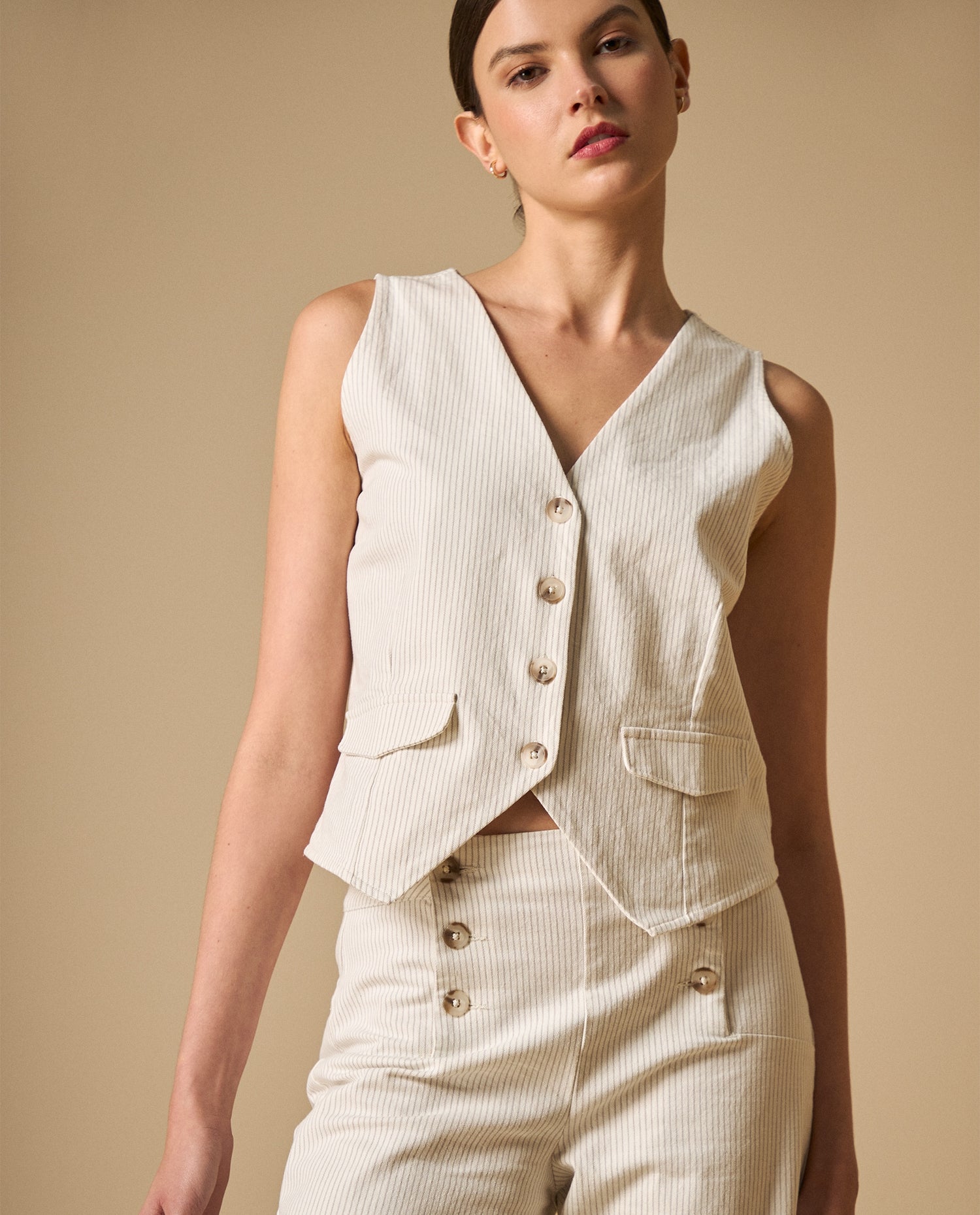 Camisa manga sisa cuello en V - Blanco