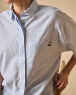 Camisa camisera manga corta silueta amplia - Blanco