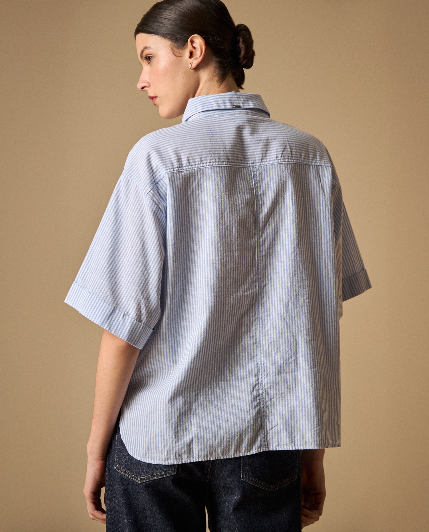 Camisa camisera manga corta silueta amplia - Blanco