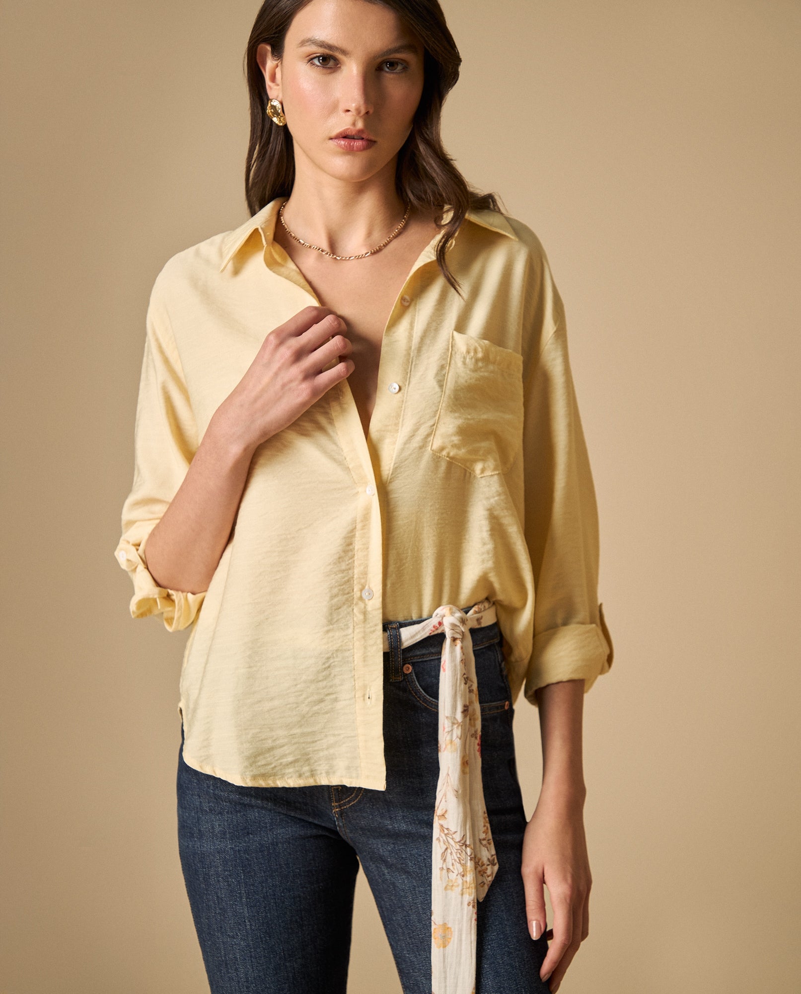 Camisa manga larga cuello camisero - Amarillo 34_611H015_AMA120717_0