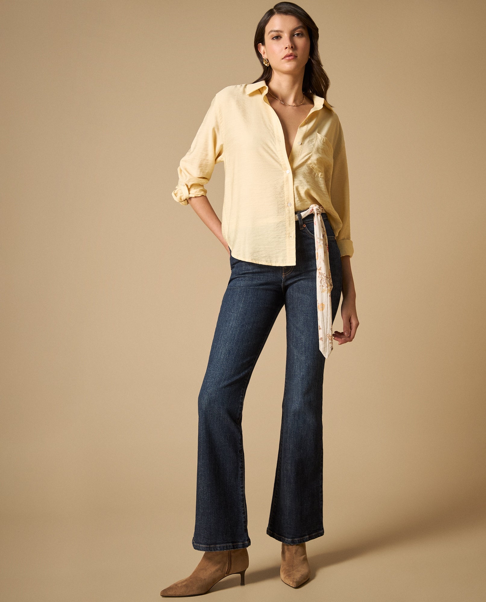 Camisa manga larga cuello camisero - Amarillo 34_611H015_AMA120717_5