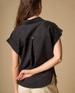 Camisa camisera manga corta textura sutil - Negro