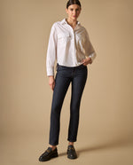 Camisa bordada manga larga cuello camisero - Blanco