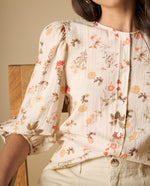 Camisa manga 3/4 cuello en V tejido fluido - Blanco