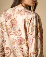 Camisa de viscosa manga larga cuello redondo - Crudo