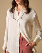Camisa manga larga cuello camisero silueta fluida - Blanco
