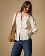 Camisa manga larga cuello camisero en algodón - Blanco
