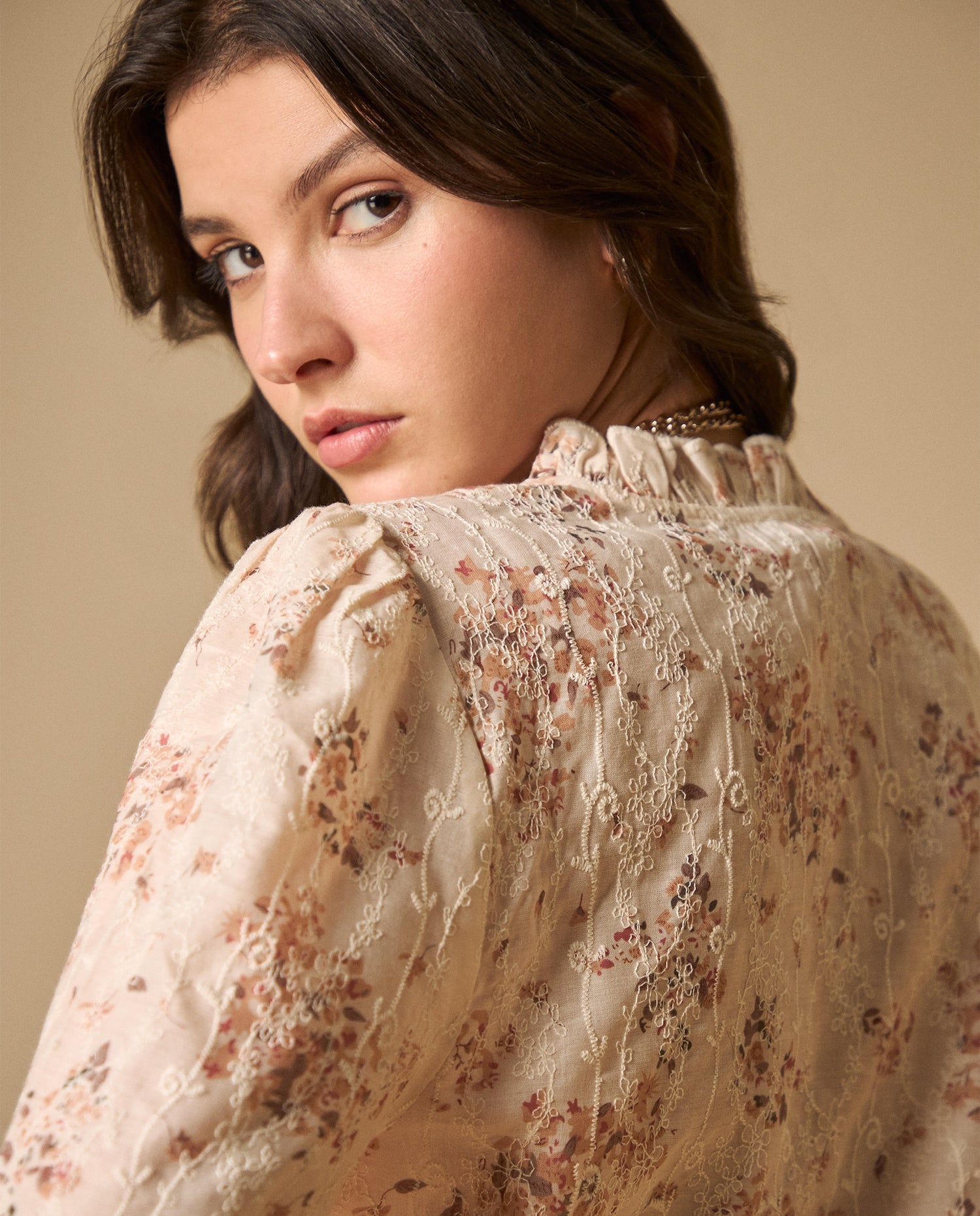 Camisa de algodón manga sisa cuello redondo - Rosa