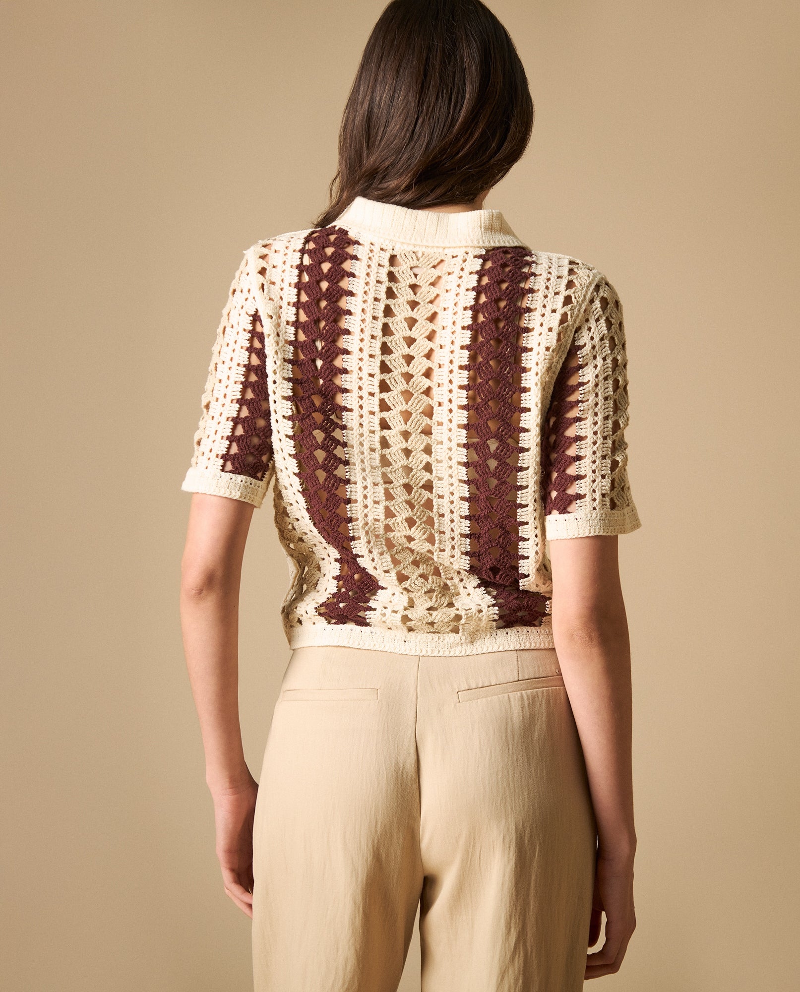 Camisa manga corta de tejido con textura y cuello camisero - Crudo 34_611H234_CRU111001_4