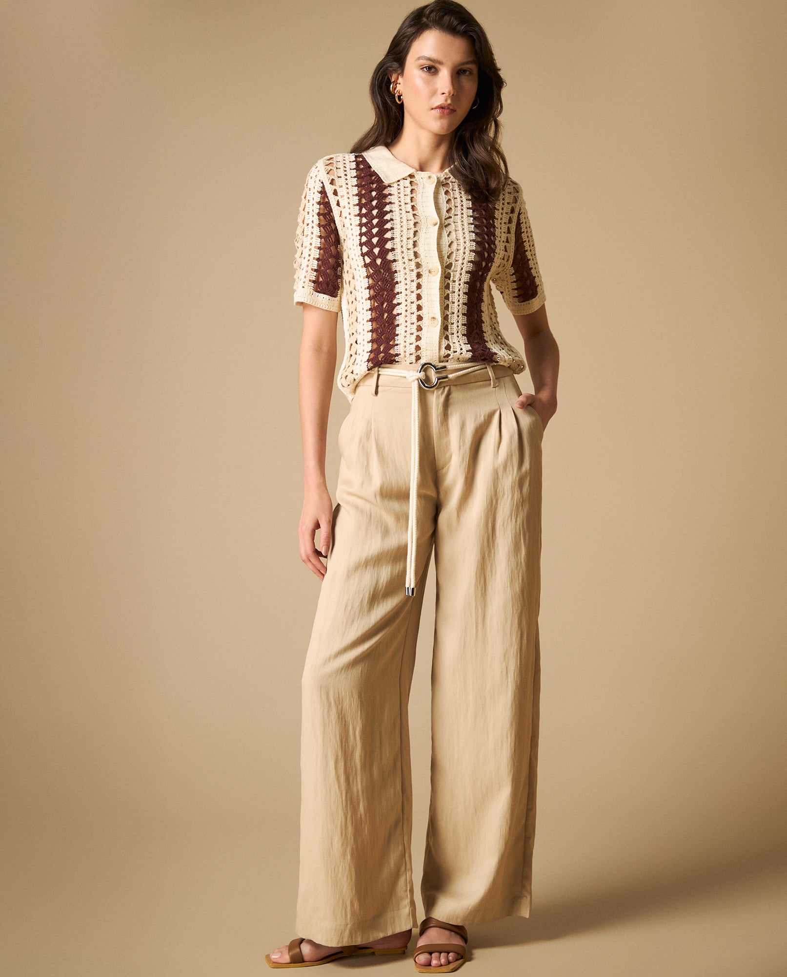 Camisa manga corta de tejido con textura y cuello camisero - Crudo 34_611H234_CRU111001_5