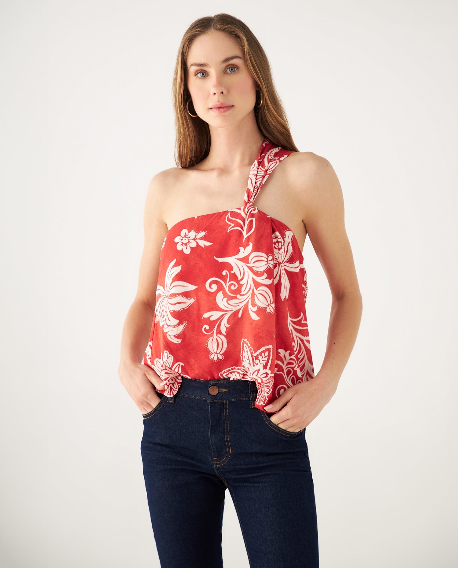 Camisa a una manga para mujer - Naranja