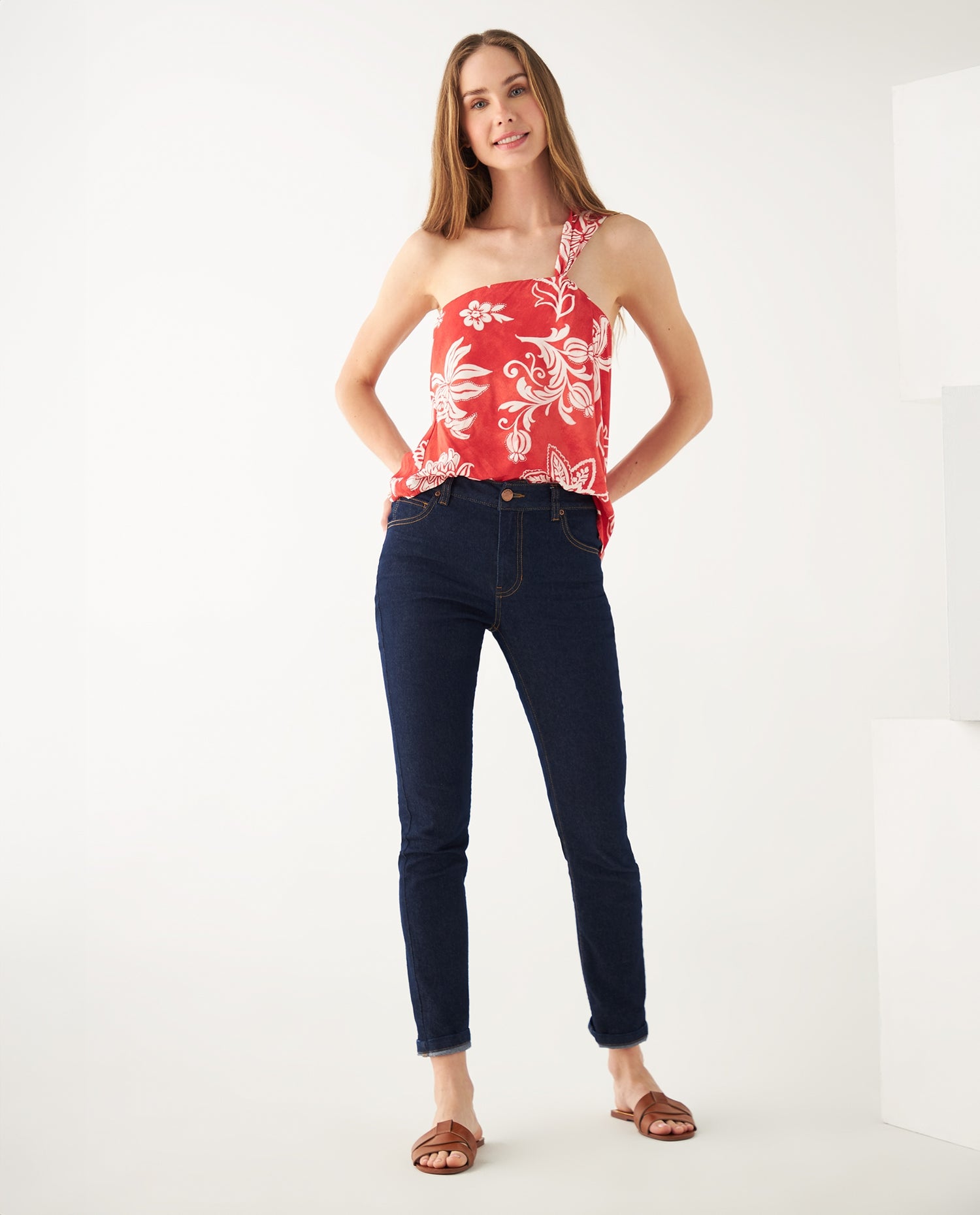 Camisa a una manga para mujer - Naranja