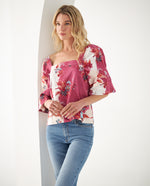 Camisa con escote recto para mujer - Rosa