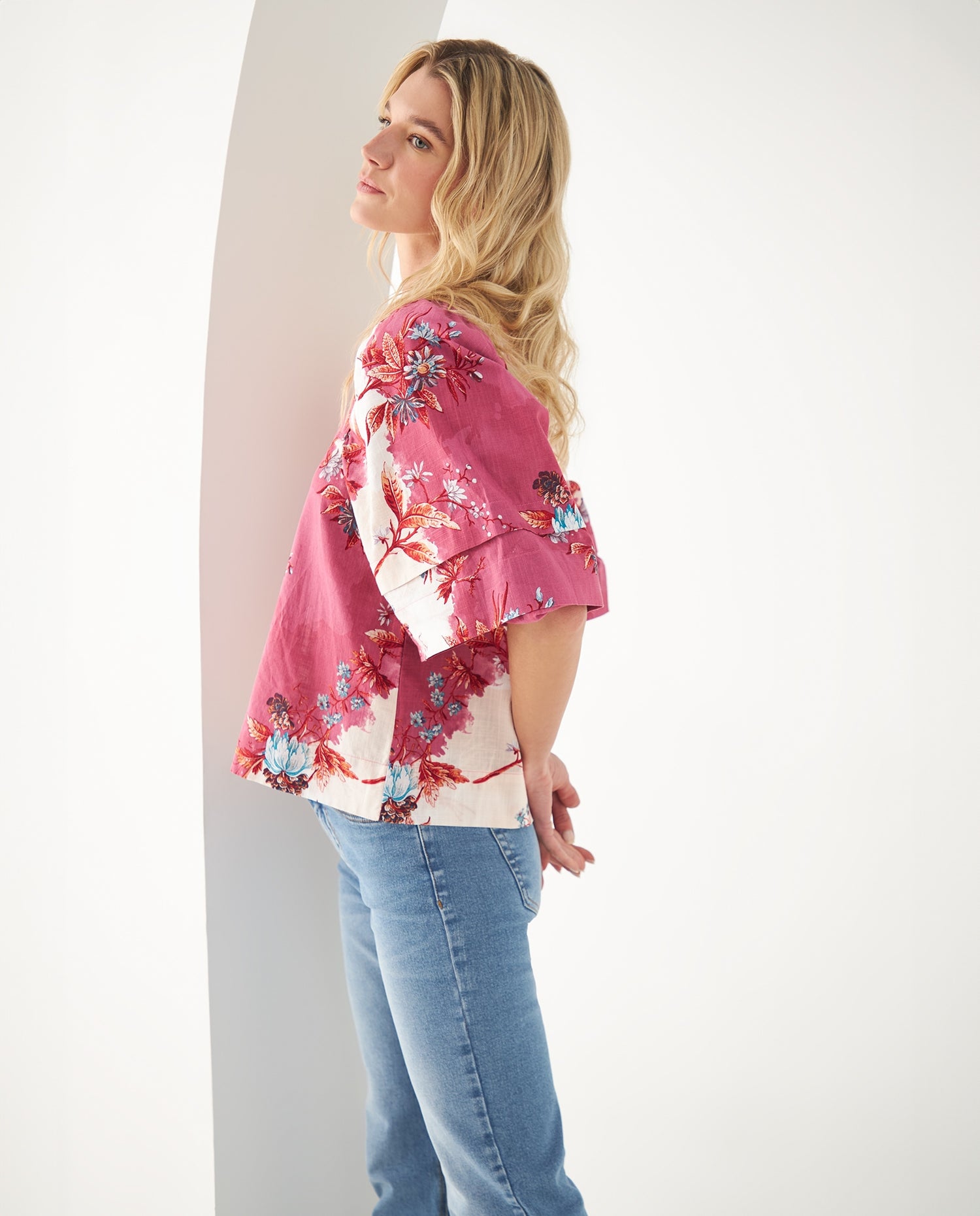 Camisa con escote recto para mujer - Rosa