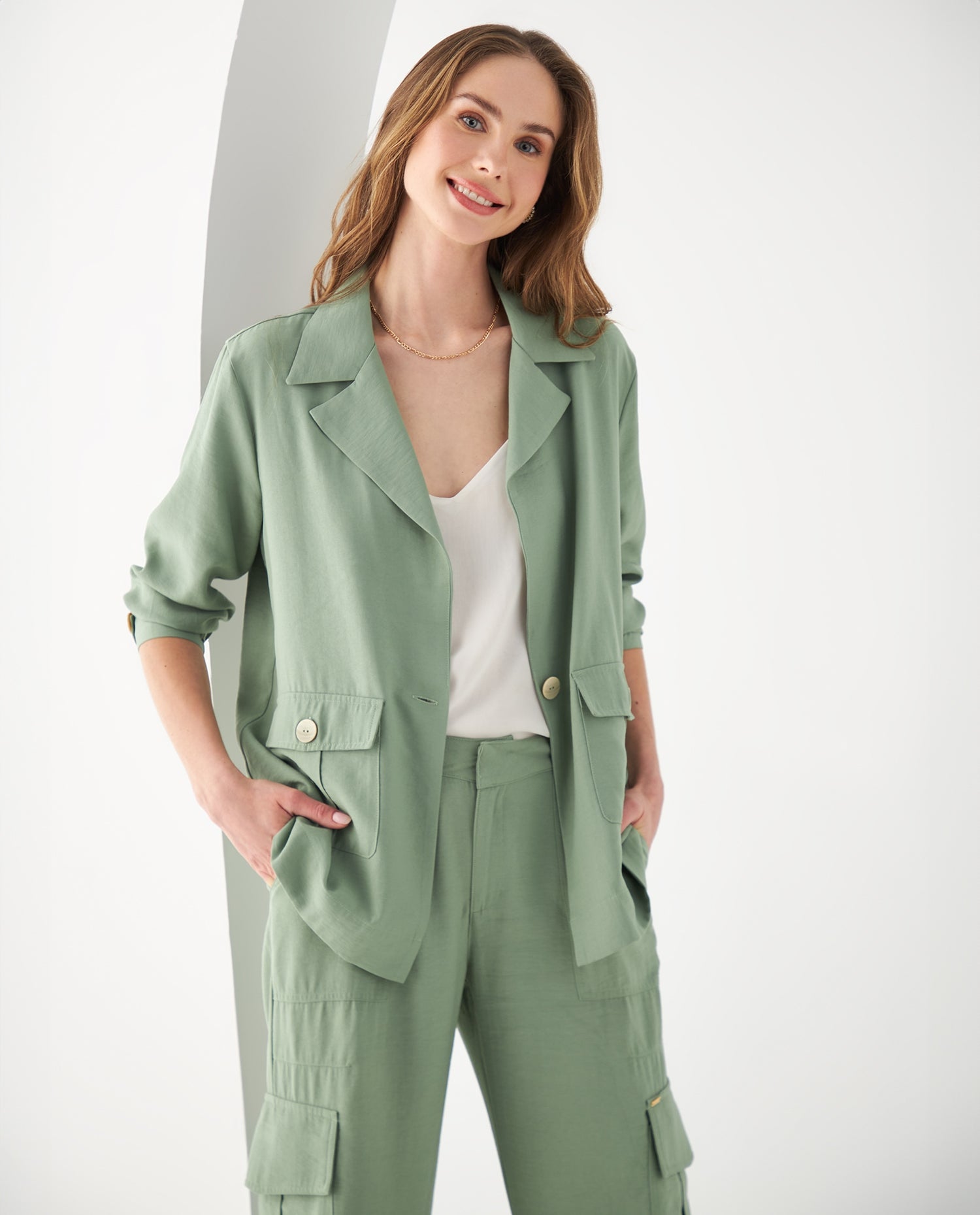 Camisa tipo chaqueta para mujer - Verde