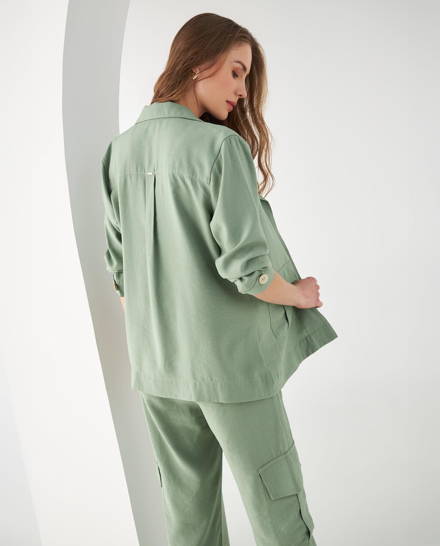 Camisa tipo chaqueta para mujer - Verde