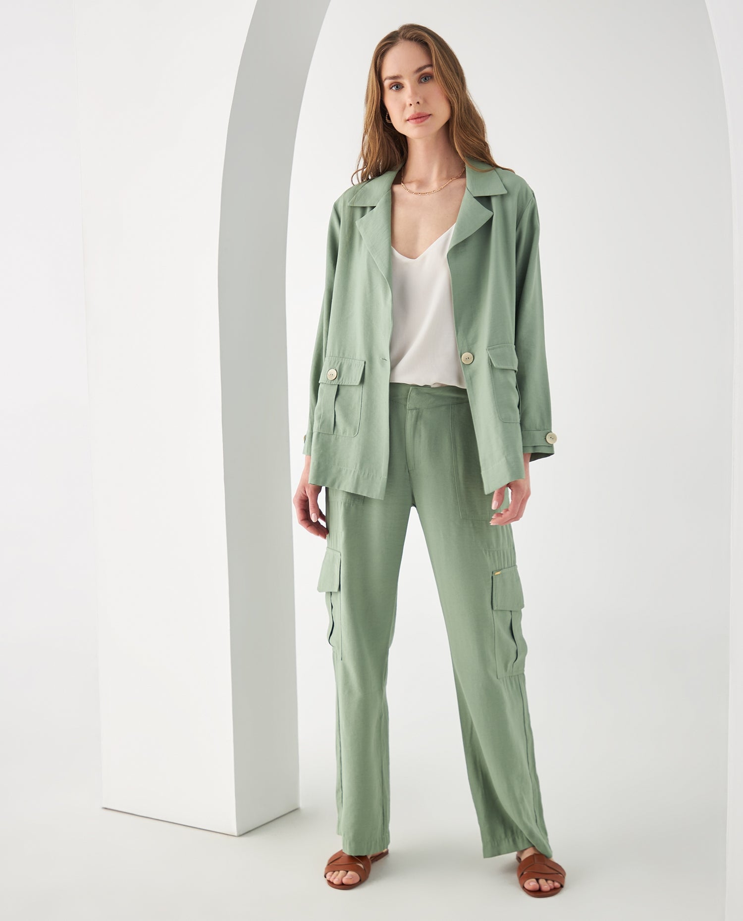 Camisa tipo chaqueta para mujer - Verde