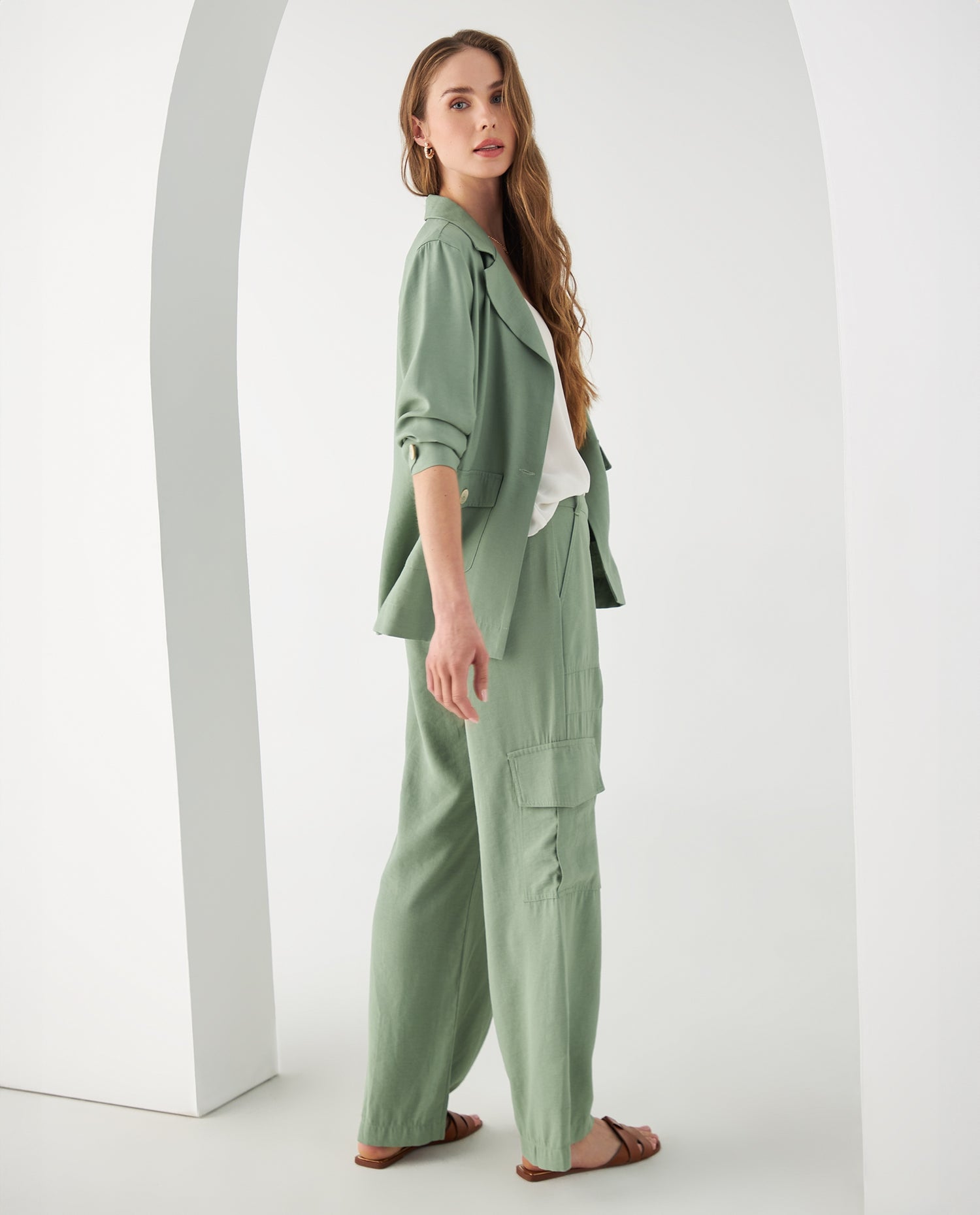 Camisa tipo chaqueta para mujer - Verde