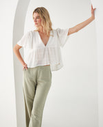 Camisa con escote en V para mujer - Blanco