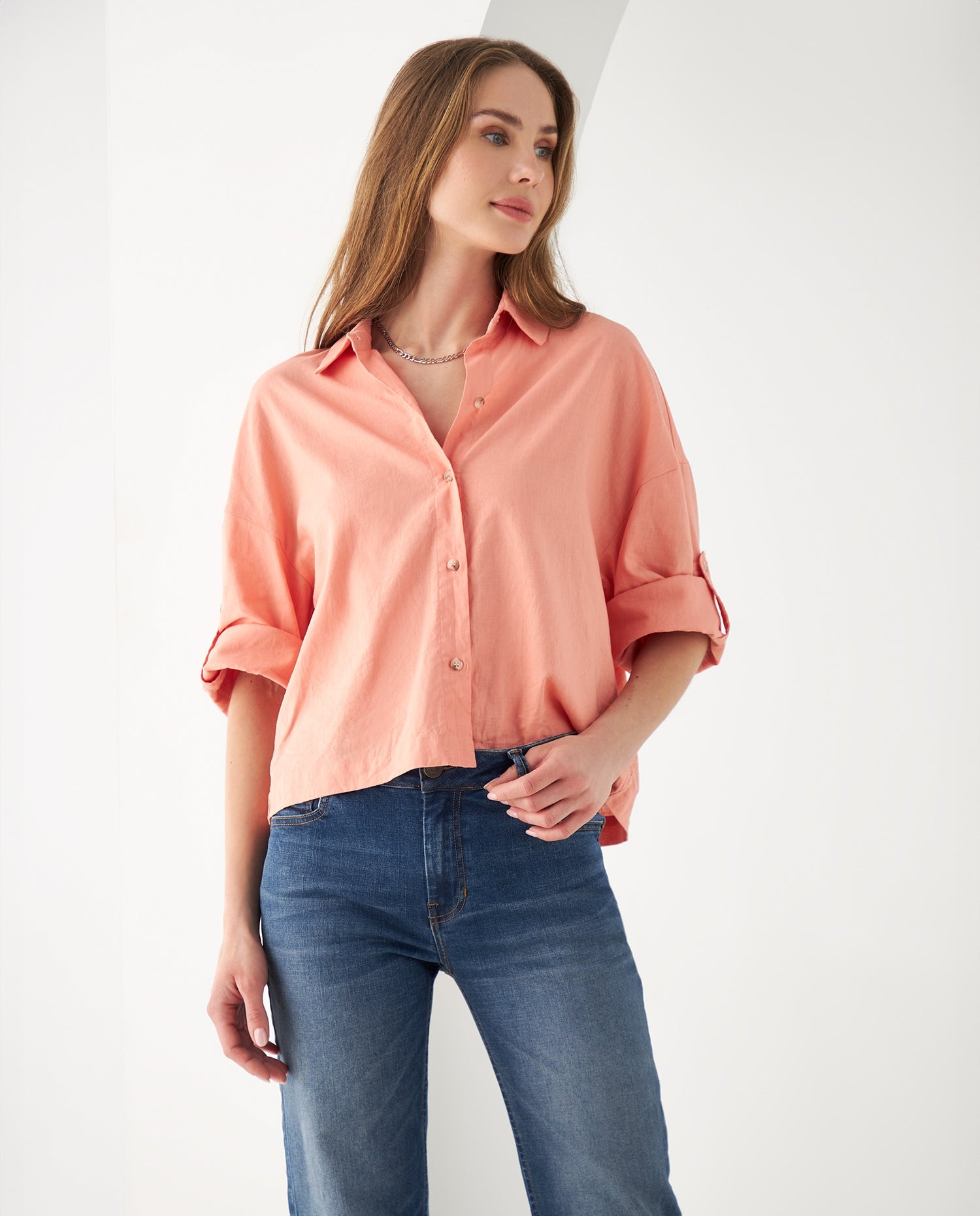 Camisa de manga Largo graduable para mujer - Rosa