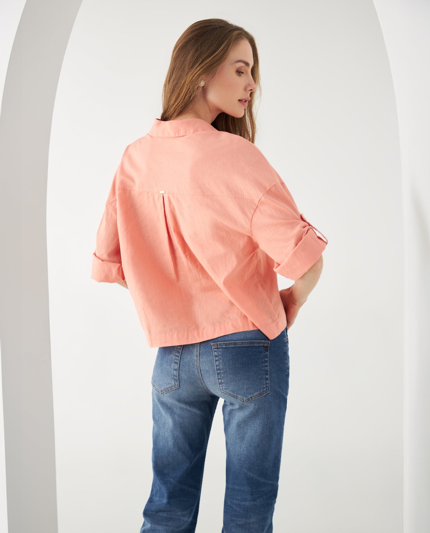 Camisa de manga Largo graduable para mujer - Rosa