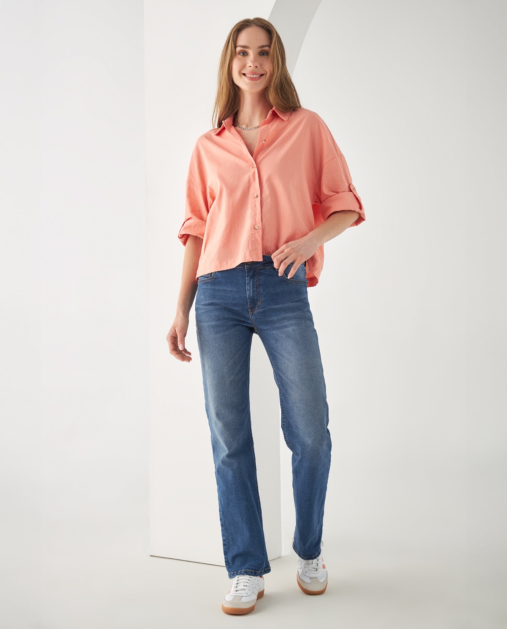 Camisa de manga Largo graduable para mujer - Rosa 34_612F017_ROS161329_5
