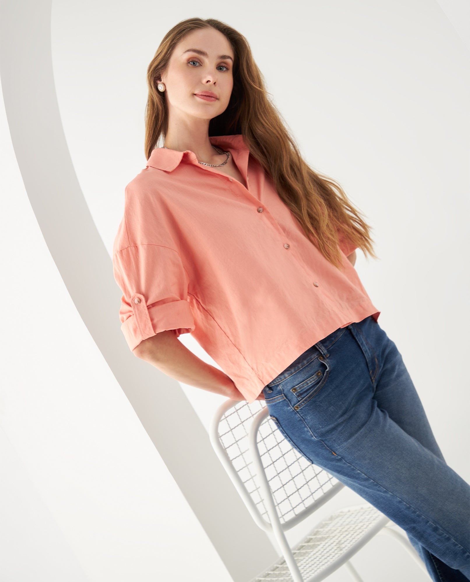 Camisa de manga Largo graduable para mujer - Rosa 34_612F017_ROS161329_6