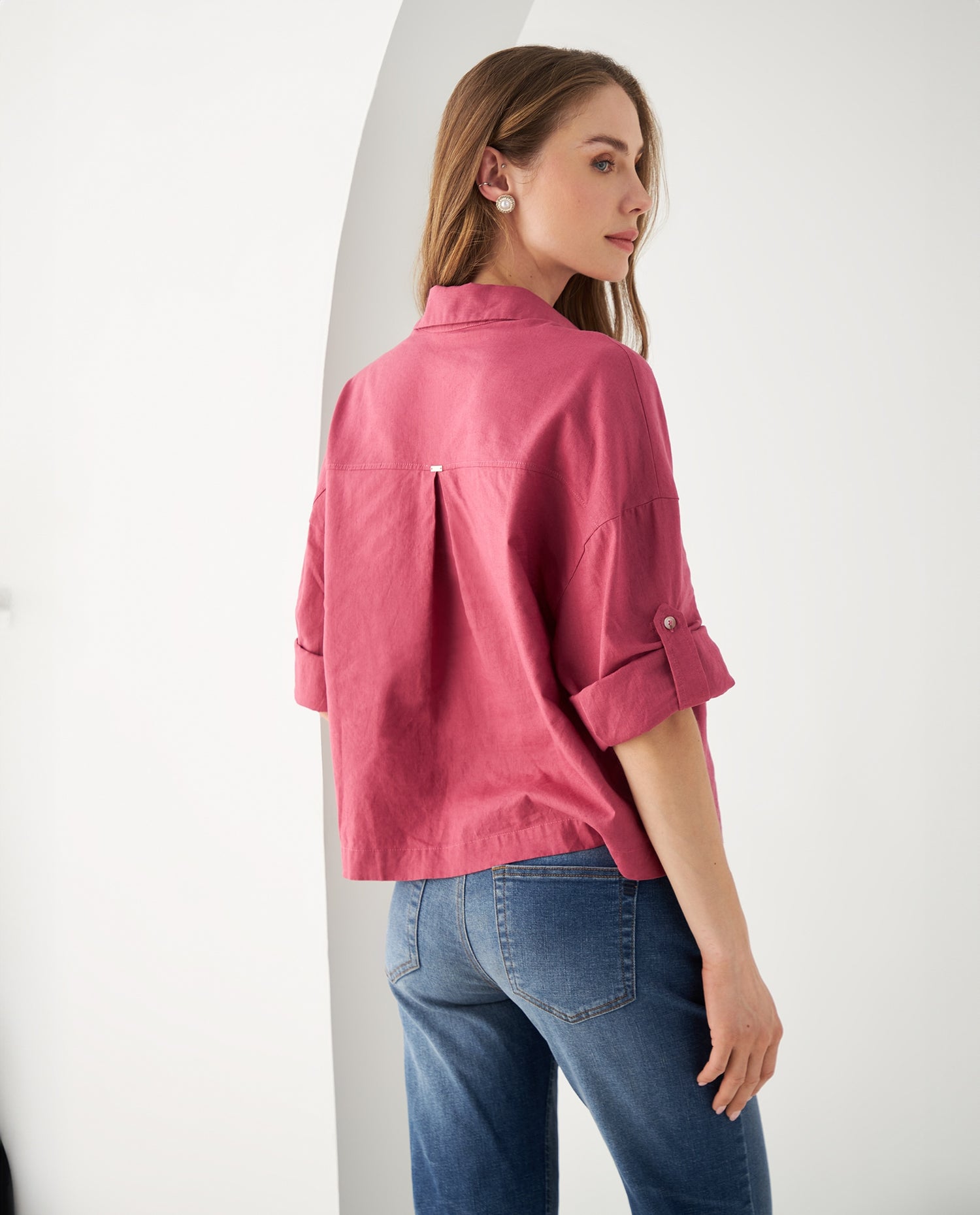 Camisa de manga Largo graduable para mujer - Rosa