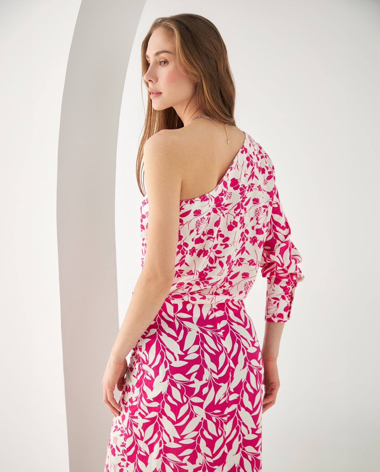 Camisa con estampado de flores para mujer - Rosa