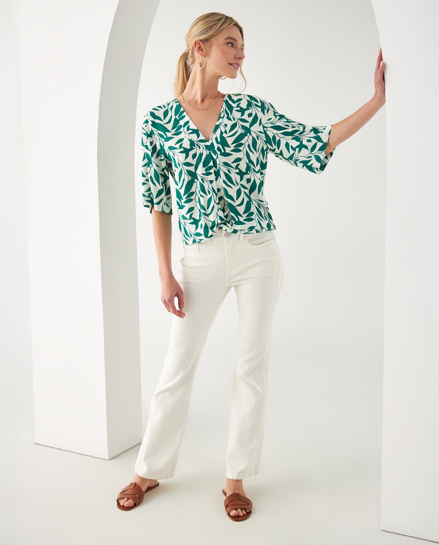Camisa de tela fluida para mujer - Crudo