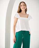 Camisa manga sisa con bolero para mujer - Blanco