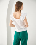 Camisa manga sisa con bolero para mujer - Blanco
