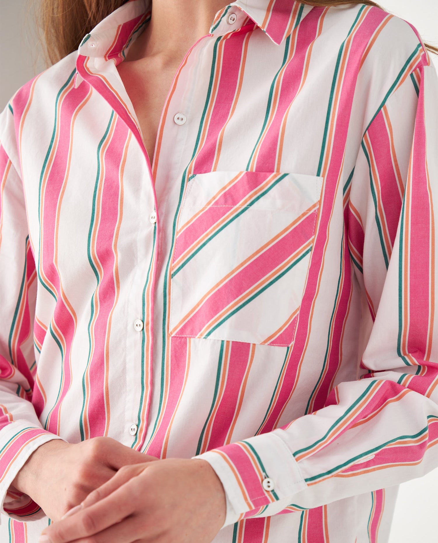Camisa con diseño a rayas para mujer - Blanco