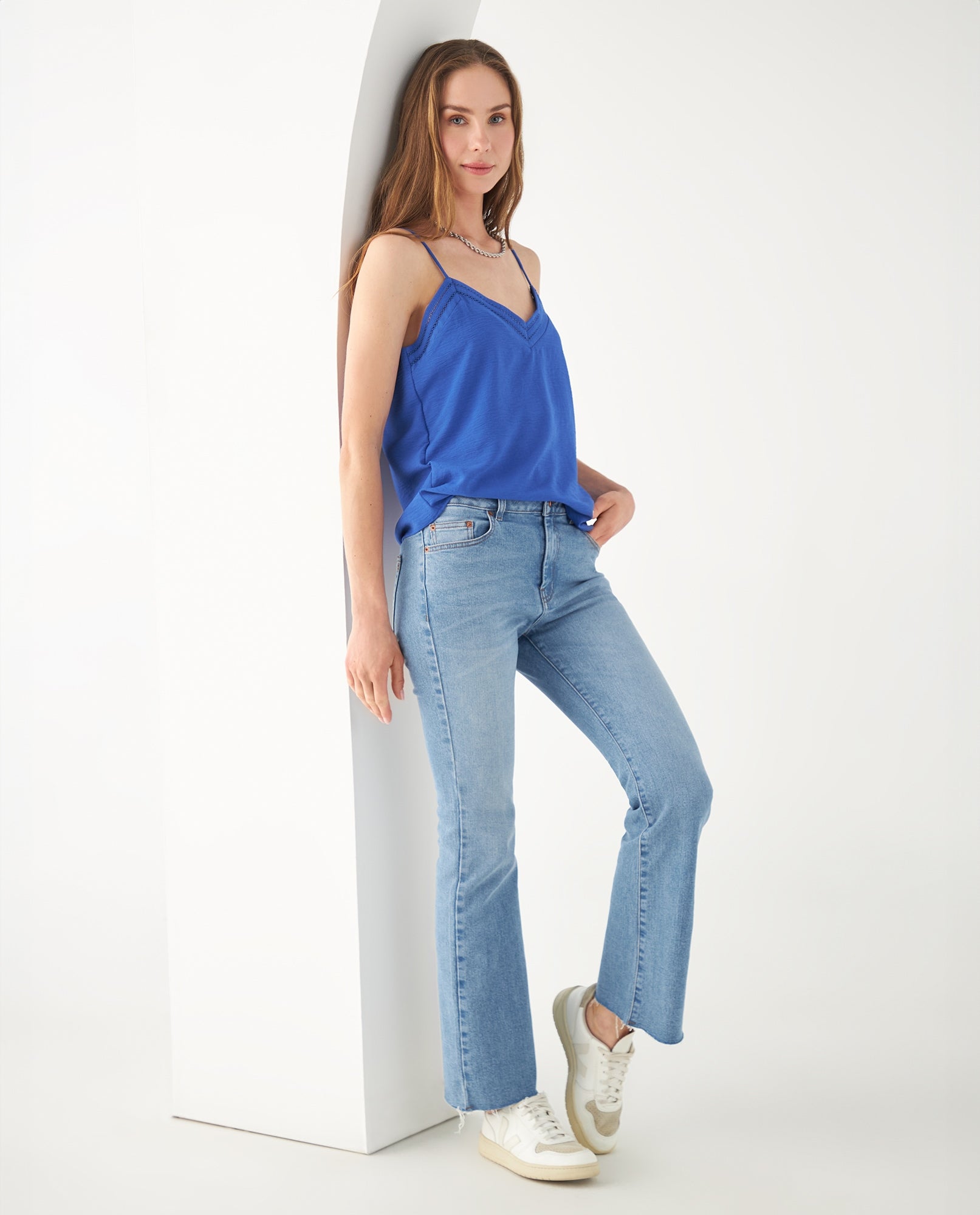 Camisa con escote en V para mujer - Azul 34_612F036_AZU184051_6