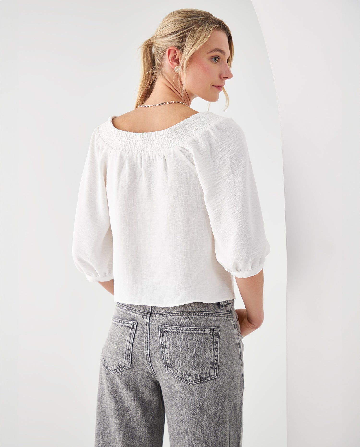 Camisa manga 3/4 para mujer - Blanco