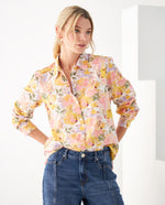 Camisa con estampado de flores para mujer - Amarillo
