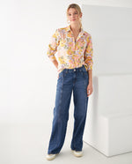 Camisa con estampado de flores para mujer - Amarillo
