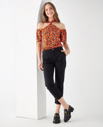 Camisa de cuello alto para mujer - Naranja