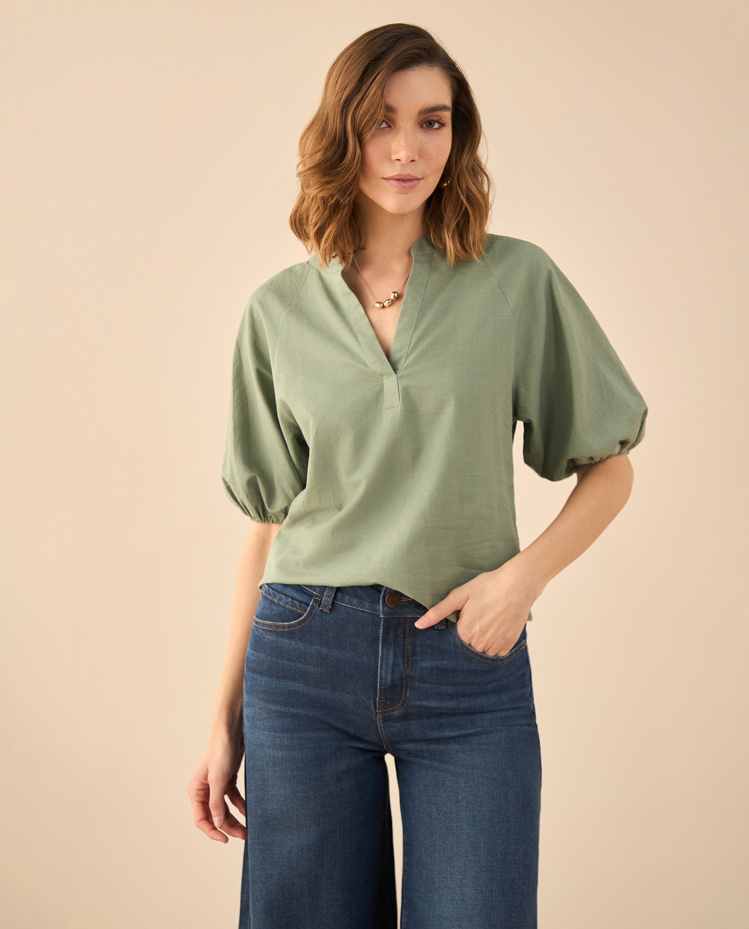 Camisa manga 3/4 para mujer - Verde